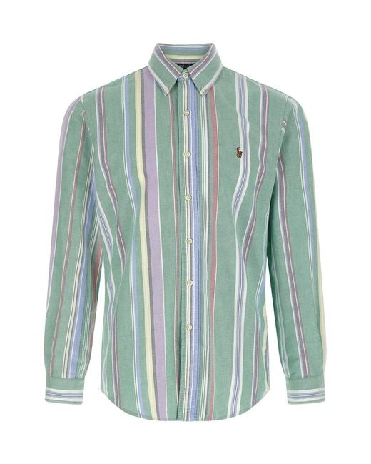 Polo Ralph Lauren Green 'oxford' Striped Shirt for men