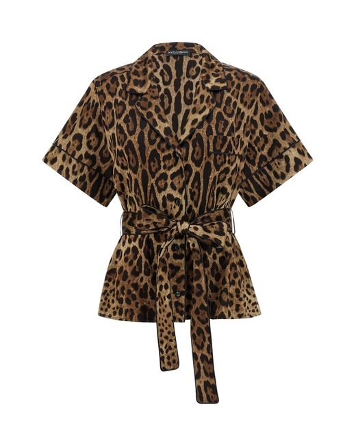 Dolce & Gabbana Brown Leopard Shirt