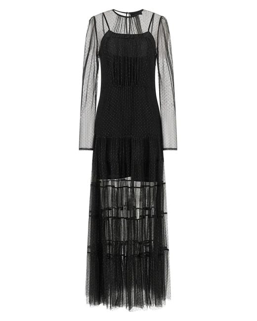 Twinset Black Lamé Thread Dress