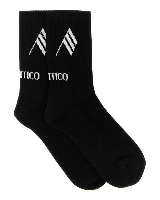The Attico Black Logo Intarsia Socks