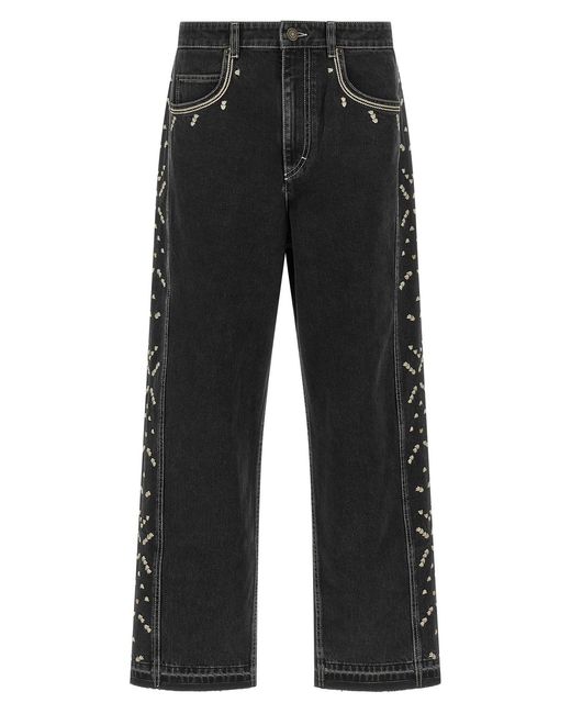 Isabel Marant Black 'jorian' Jeans With Embroideries for men
