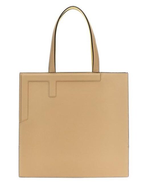 Fendi Natural ' Flip Medium' Shopping Bag