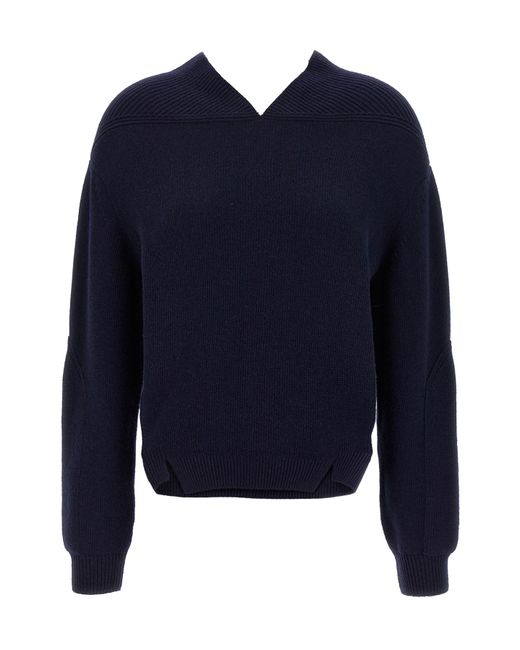 Victoria Beckham Blue 'v-neck Yoke Detail' Sweater