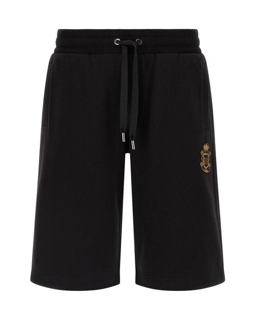 Dolce & Gabbana Black Coat Of Arms Bermuda Shorts for men