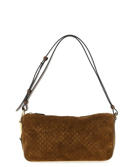 Gucci Brown ' Half Horsebit' Medium Shoulder Bag
