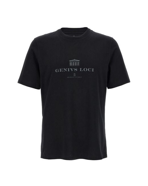 Brunello Cucinelli Black 'genius Loci' T-shirt for men