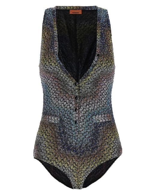 Missoni Black Zigzag One-piece Swimsuit