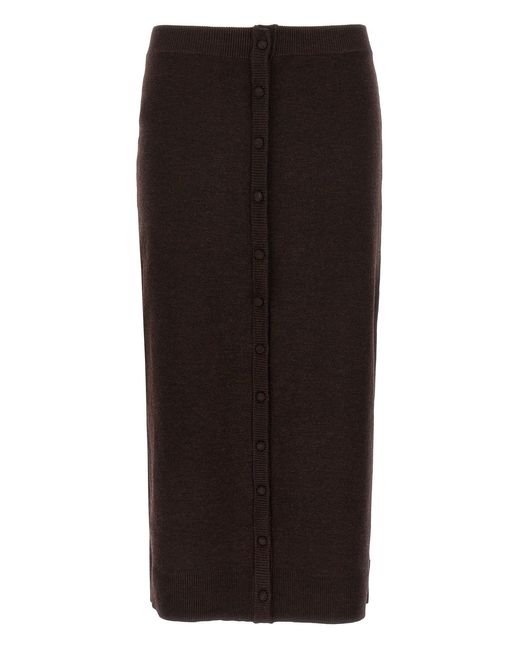 Victoria Beckham Black 'bottoni' Midi Skirt