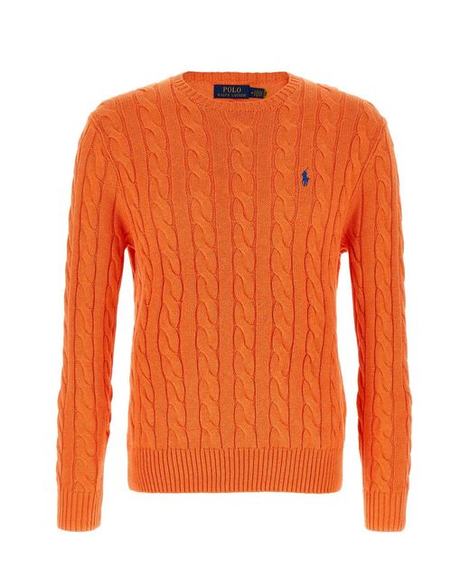 Polo Ralph Lauren Orange Cotton Braided Sweater for men
