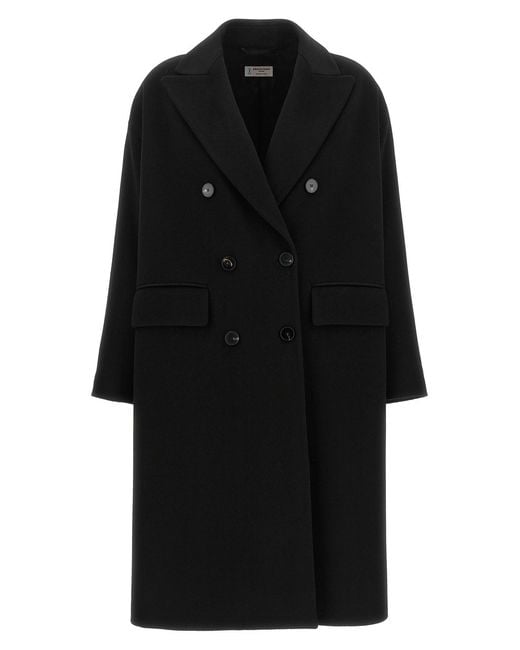 Alberto Biani Black Double-breasted Wide Coat
