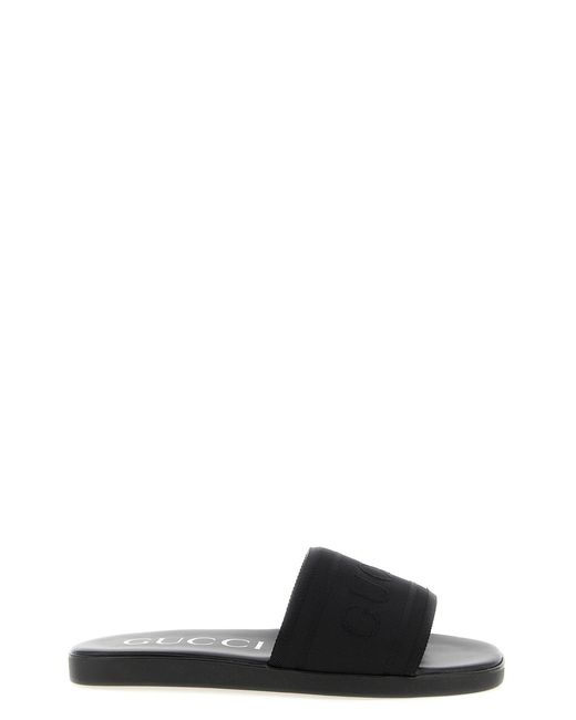 Gucci Black Jacquard Logo Slides for men