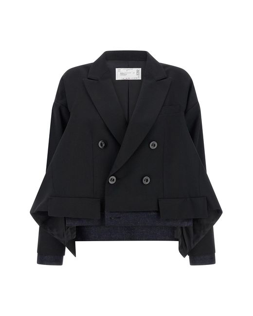 Sacai Black Denim Insert Blazer