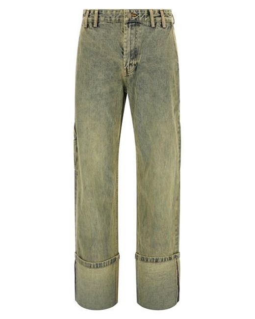 Jeans 'Cuff Surface Wave' di Entire studios in Green
