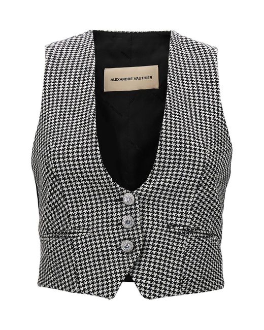 Alexandre Vauthier Black Houndstooth Waistcoat