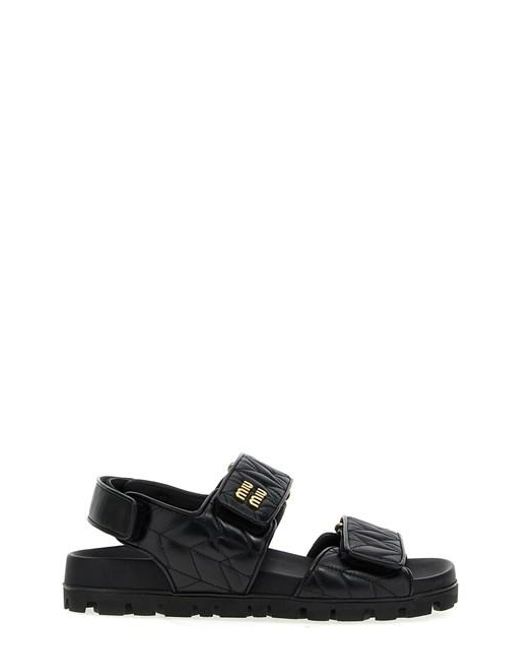 Sandalo nappa matelassé di Miu Miu in Black