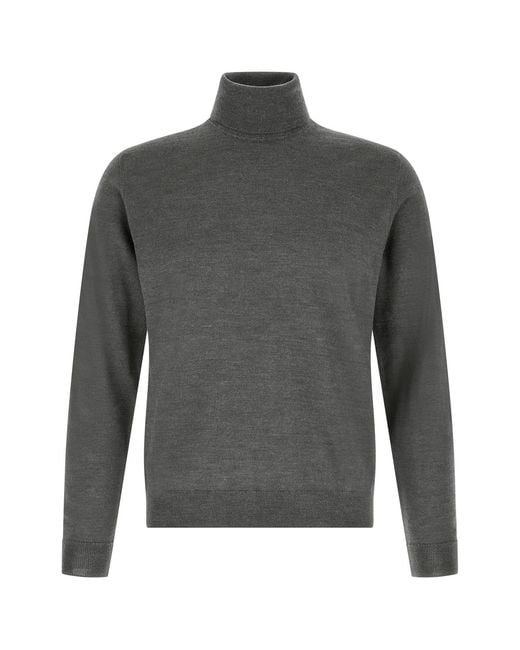 Zanone Gray Turtle-neck Sweater for men