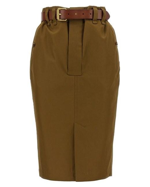 Saint Laurent Green 'saharienne' Skirt