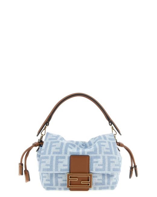 Fendi Blue 'mamma Baguette' Small Handbag