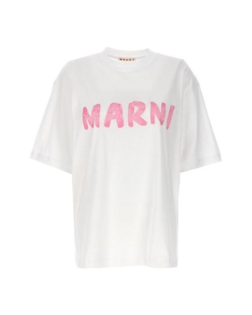 T-shirt stampa logo di Marni in White