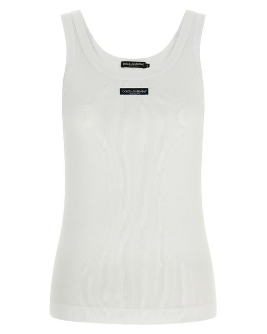 Dolce & Gabbana White Logo Patch Tank Top