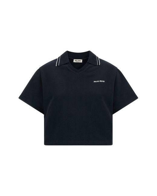 Miu Miu Blue Cropped Sweatshirt