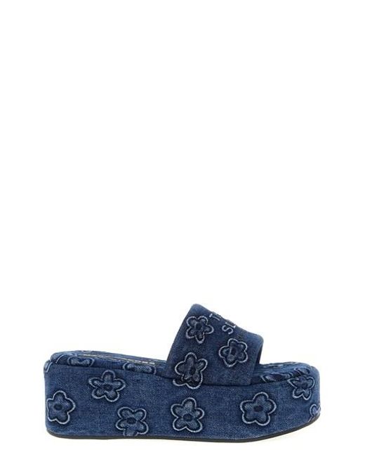 Marc Jacobs Blue 'the Puffy Daisy Denim Platform Sandal' Slides