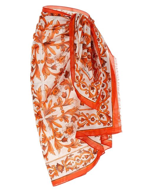 Dolce & Gabbana Orange 'maiolica' Sarong Skirt