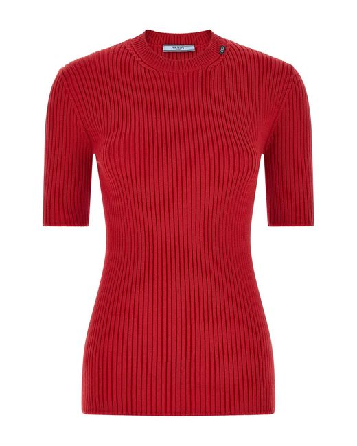 Prada Red Gerippter Pullover