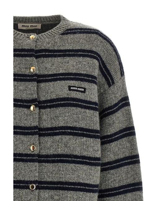 Cardigan Righe di Miu Miu in Black