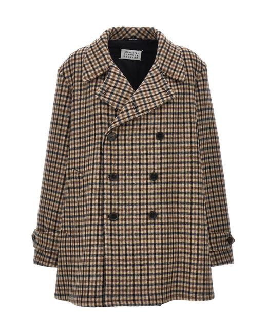 Maison Margiela Brown Double-breasted Check Coat