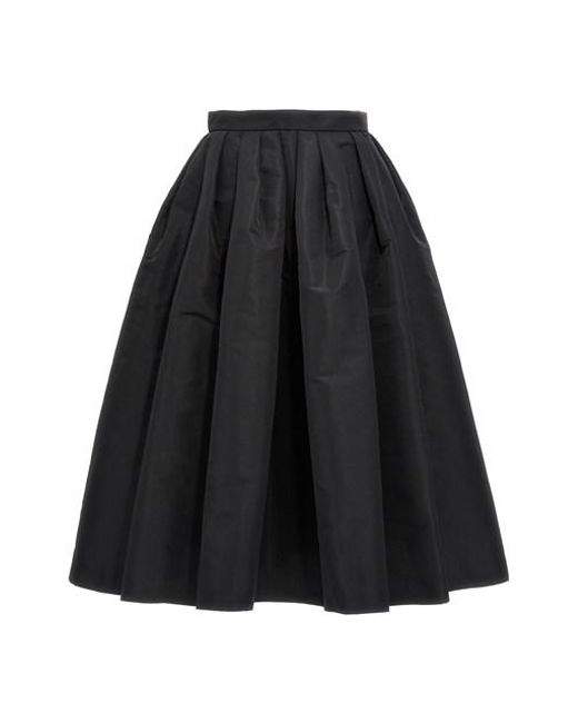 Alexander McQueen Black Curled Midi Skirt