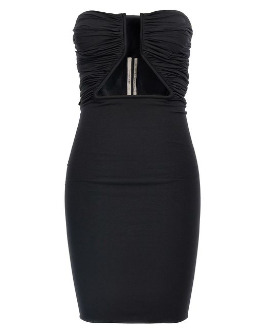 Rick Owens Black Off-The-Shoulder 'Prong' Mini Dress