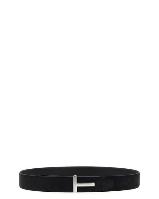 Cintura Reversibile 'T' di Tom Ford in Black da Uomo