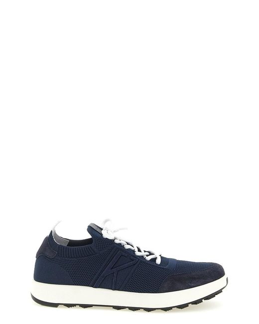 Kiton Blue Technical Cotton Sneakers for men