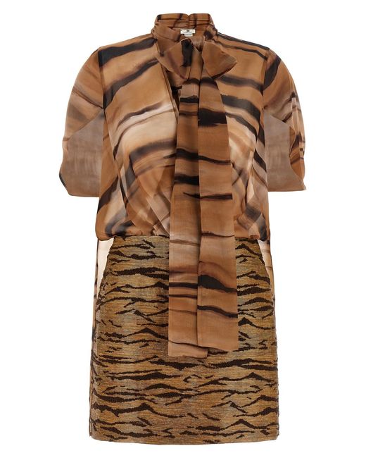 Elisabetta Franchi Brown Polyester Short Dress