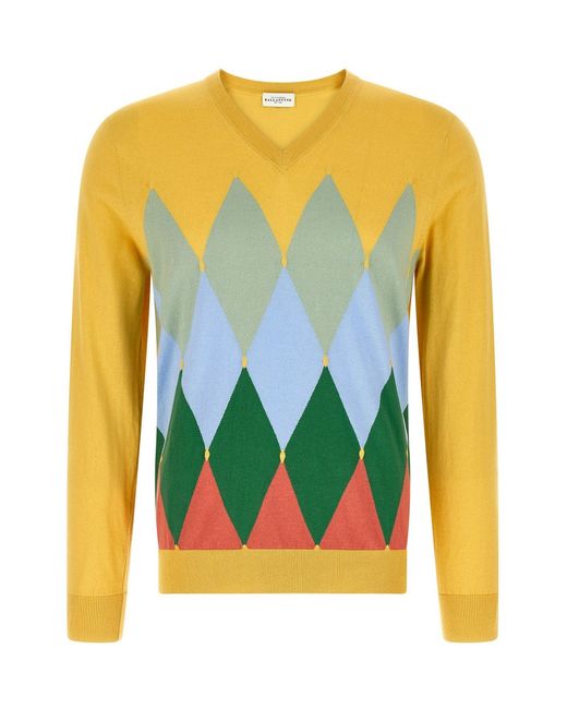 Ballantyne Yellow Argyle Sweater for men