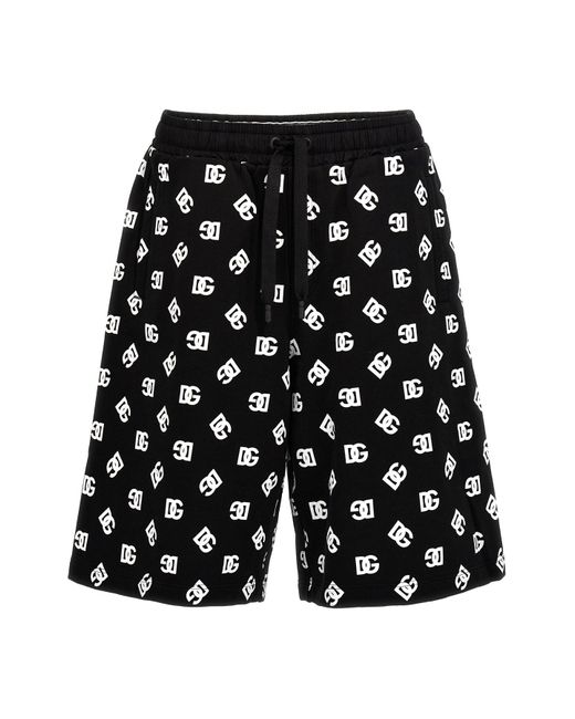 Dolce & Gabbana Black All Over Logo Bermuda Shorts for men