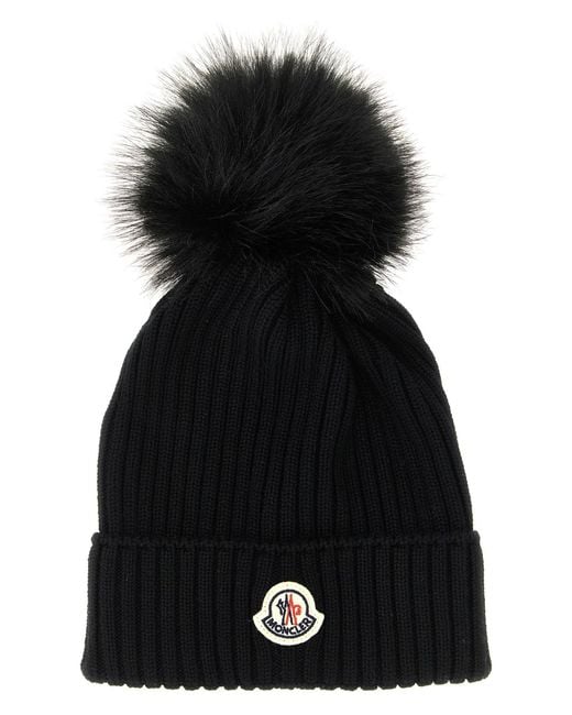 Moncler Black Pon Pon Wool Beanie