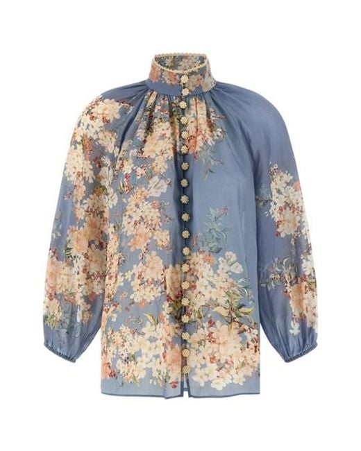 Zimmermann Blue 'cascadian Billow' Blouse