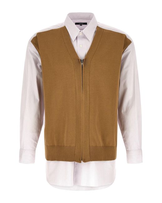 Comme Des Garçons Homme Brown Cardigan Insert Shirt for men
