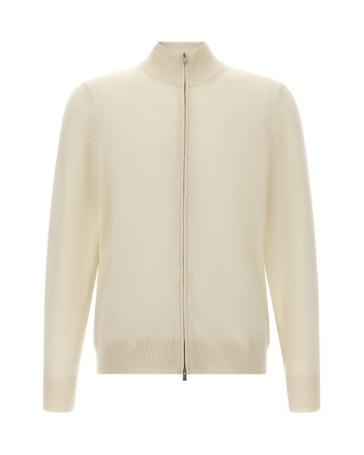 Boss White Shaved Knit Cardigan for men