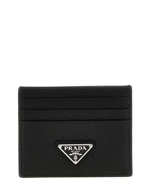 Prada Black Logo Leather Cardholder for men