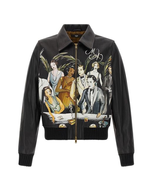 Amiri Black 'Bar Scene' Bomber Jacket for men