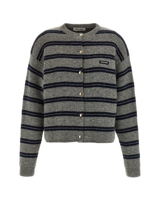 Miu Miu Black Striped Cardigan