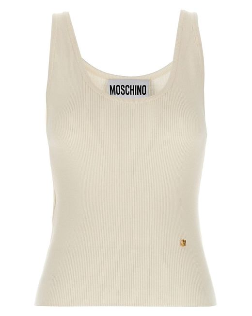 Moschino Natural Sleeveless Silk Blend Knit Top