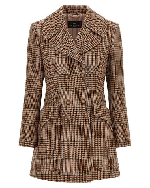 Etro Brown Prince Of Wales Coat
