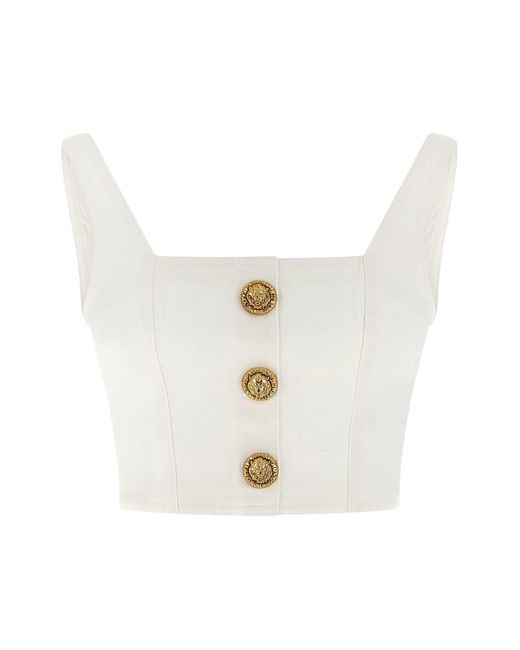 Balmain White Button Top