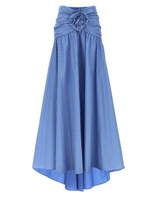 Carolina Herrera Blue Long Floral Wall Skirt