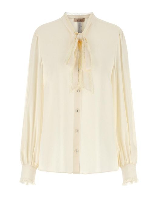 Twinset Natural Lace Insert Shirt