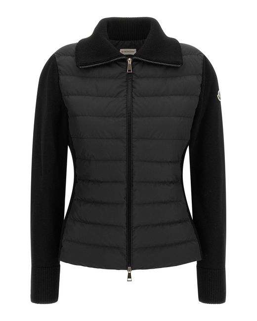 Moncler Black Padded Wool Cardigan